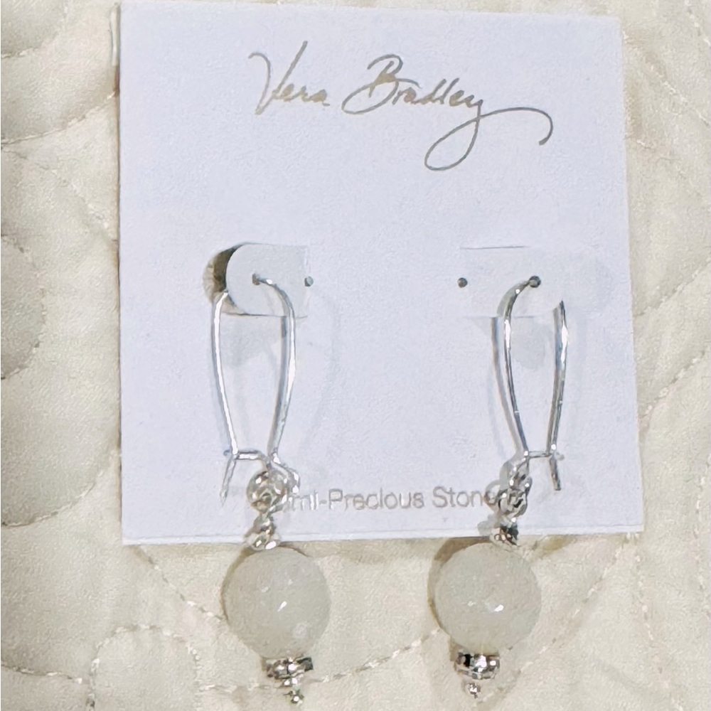 $38 Vera Bradley Semi-Precious Stone Ball Drop Earrings NEW